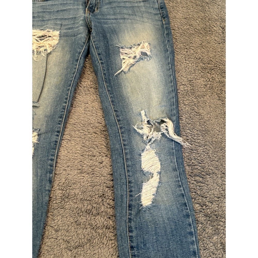 KanCan Jeans Womens 24 Skinny Mid Rise Denim Stretch Frayed Hem Light Wash - Picture 2 of 11